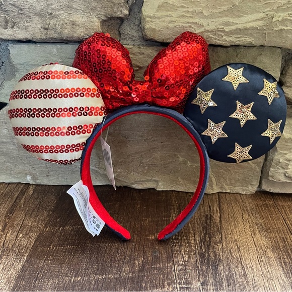 ⚡️2/$55~Disney Parks Stars & Stripes Americana Mouse Ears Headband NWT - Picture 8 of 11